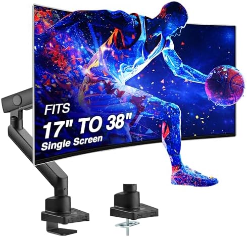 AVLT Single 17"-38" Monitor Arm Desk Top Mount Premium - Black