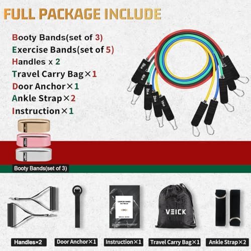 VEICK Resistance Bands with Handles, Exercise Tube Bands Set for Workouts