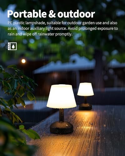 KDG Black Cordless Small Table Lamp, Portable LED Dimmable Desk Lamp