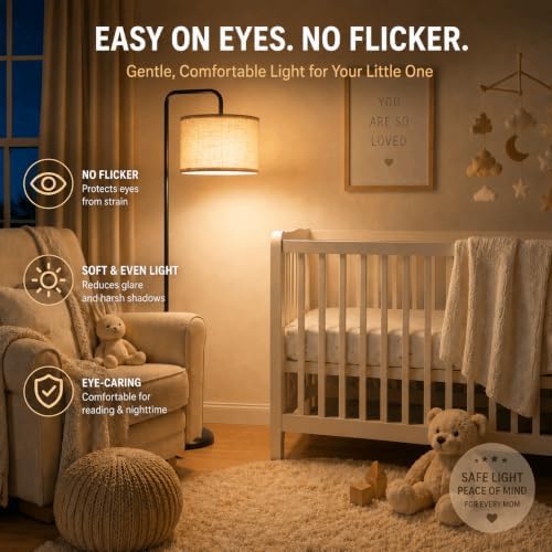 TJOY Floor Lamp, Black Standing Floor Lamp for Living Room with 3 CCT Bulb