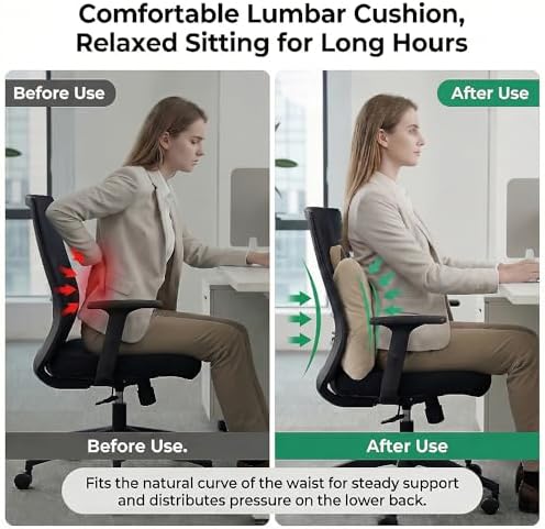 Back Support Cushion for Office Chair and Car Seat, Warm Beige