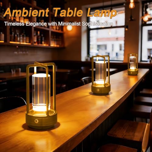 Cordless Table Lamp Rechargeable, Battery Operated Crystal Metal Lamp