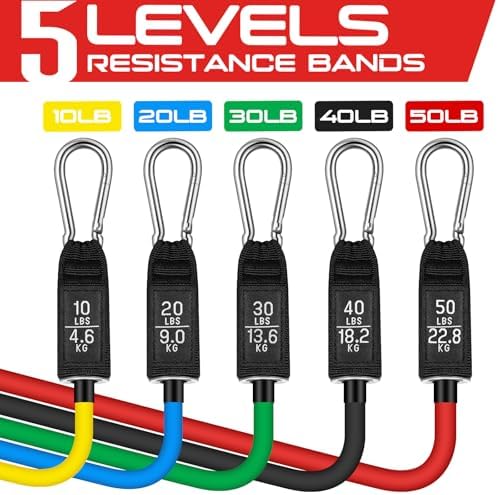 Resistance Bands with Handles, 5 Level Exercise Bands, 150LBS Workout Bands