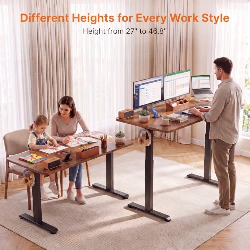 71'' × 28'' Height Adjustable Electric Standing Desk with Wheels