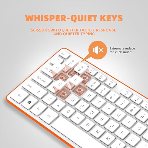 USB Wired Keyboard for window,Comfortable Quiet Chocolate Keys, Durable Ultra-Slim Wired Computer Keyboard(QWERTY) for PC, Windows 11/10/8/7/XP/Vista KB1430 (Orange, Wired Keyboard For Windows)