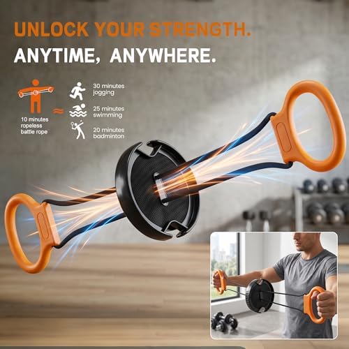 Portable Chest Expander and Upper Body Workout Equipment, Adjustable Resistance Band with Twisting Tension Dial, Arm Exerciser and Chest Fly Machine for Home Gym Strength Training