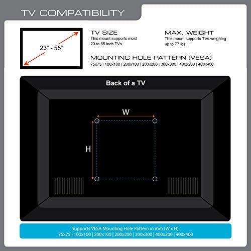 QualGear Qg-TM-A-012 Universal Ultra Slim Low Profile Articulating Wall Mount for 23-55 Inches LED TVs, Black [UL Listed]