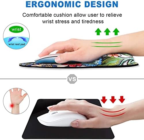 ToLuLu Mouse Pad Wrist Rest Support Gel, Ergonomic Mouse Pads with Non Slip PU Base, Mouse Wrist Rest Pad for Laptop Computer Home Office Working Gaming Pain Relief, Beautiful Flo