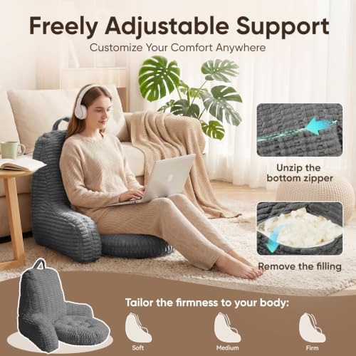 21"H Large Reading Pillow, Backrest Pillow with Floor Cushion Pillow
