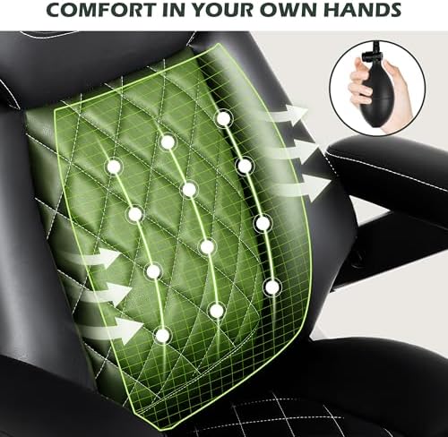 Large Big and Tall Office Chair 650lbs with Thick Spring Cushion, 5D Flip Arm Ergonomic Executive Office Chair Adjustable Lumbar Airbag&Extra Wide, Comfy Padded Heavy Duty Game Chair Dual Rubber Wheel