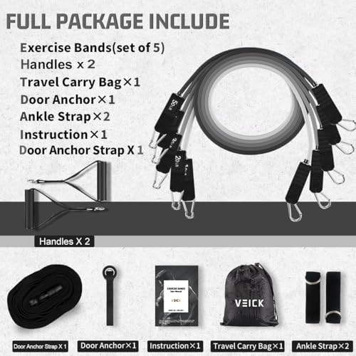 VEICK Resistance Bands with Handles, Exercise Tube Bands Set for Workouts