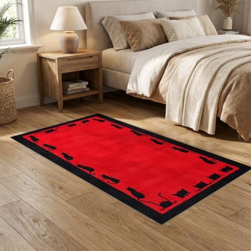 5'x7' Red Cat Crimson Artistic Ultra-Soft Area Rug