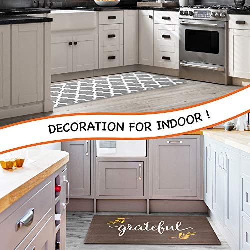 OPUX Anti Fatigue Kitchen Floor Mat, Reversible Cushioned Memory Foam Kitchen Rug Pad, Waterproof Non-Slip Padded Comfort Standing Mat Laundry Home 47x17 (Farmhouse Grateful Moroccan)