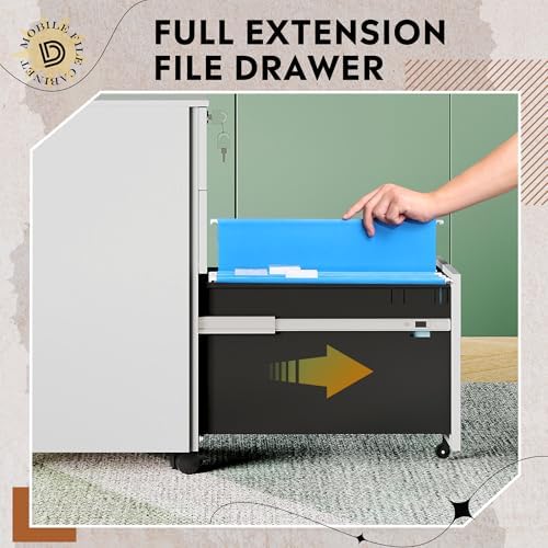 DEVAISE 3 Drawer Slim File Cabinet with Lock, Fully Assembled