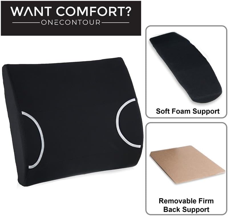 Vaunn Medical Seat Cushion, Lumbar Back Support Pillow for Office Chair with Removable Firm Insert (Without Gel Pad)