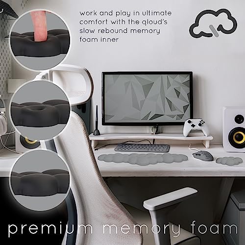 Cloud Keyboard Wrist Rest – Create-ables Qloud Cloud Wrist Rest for Computer Keyboard and Mouse, Ergonomic Memory Foam Wrist Pad with Non-Slip Base, Includes Cloud Mouse Pad – Gray