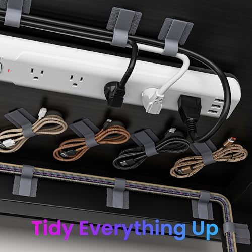 LX IntMfr. Hook and Loop Cable Ties, Self Adhesive Hook and Loop Cable Straps, Sticky-back Cord Organizer, Cable Clip, Household & Office Essentials, 40Pcs per Pack
