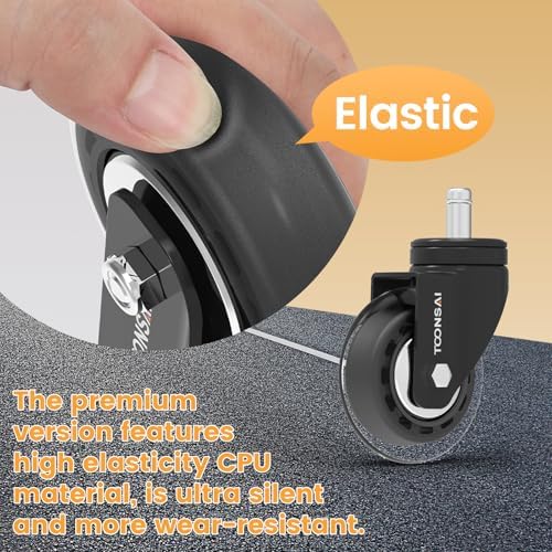 Upgraded,3 Inch Office Desk Chair Wheels Replacement, Stem 7/16-7/8（Black