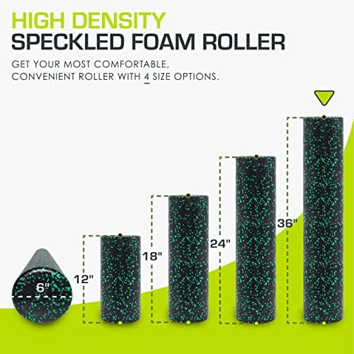 ProsourceFit High Density Foam Rollers 36 - inches long, Firm Full Body Athletic Massage Tool for Back Stretching, Yoga, Pilates, Post Workout Muscle Recuperation, Black/Green