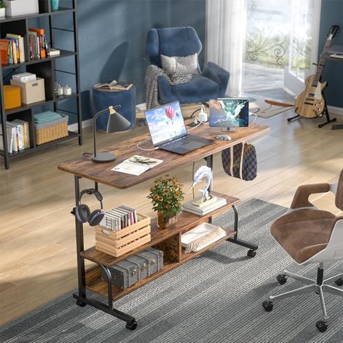 Armocity 47" Rolling Standing Desk with Charging Station for Couch Bed