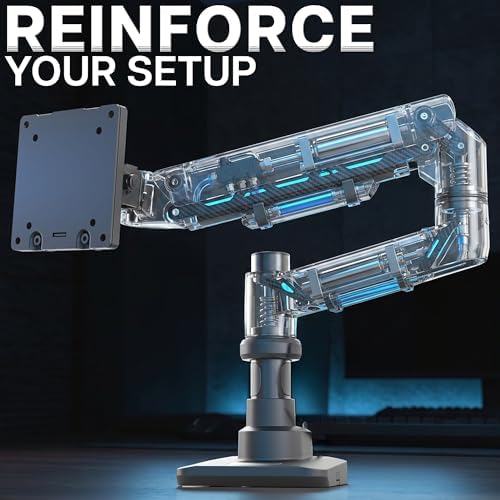 VIVO Aluminum Ultrawide Monitor Stand, Classic, Fits up to 57 inch Computer Screens, Single Articulating Pneumatic Arm, C-Clamp and Grommet Desk Mount, Max VESA 100x100, Black, STAND-V111H