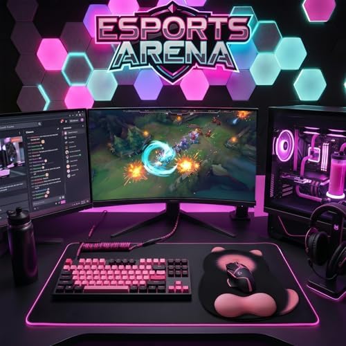 Gel Mouse Pad with Wrist Rest for Mouse Ergonomic Cat Mouse Wrist Rest Non-Slip Silicone Cute Mousepad with Wrist Support for Computer Desk Gaming Laptop Home Office Desk Accessories Black Pink