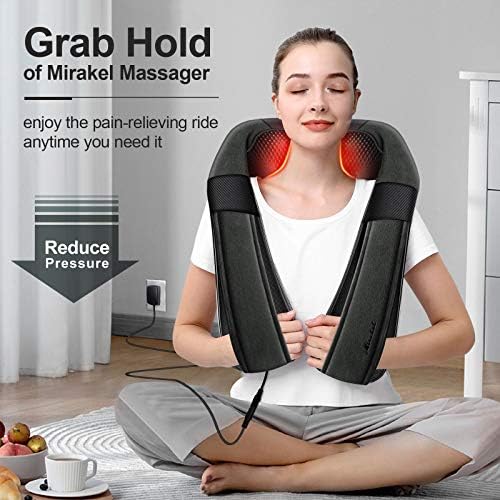 Mirakel Shiatsu Neck & Back Massager with Heat for Pain Relief Deep Tissue
