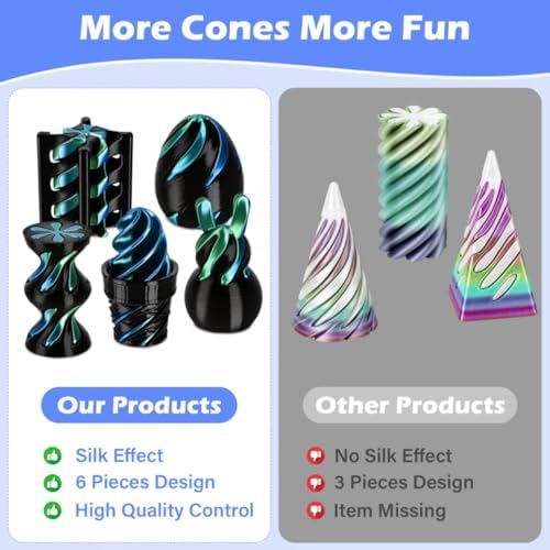 5 Pack Spinning Fidget Toys Black Green 3D Printed Desk Decor Set