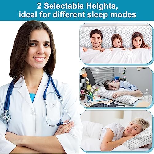 FairySandy 2 Pack Memory Foam Pillow Neck Support Orthopedic Sleeping Pillow Ergonomic for Shoulder Pain Side Back Stomach (Rhombus Lattice)