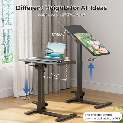 27" Portable Mobile Standing Desk, No-Assembly Needed, Black