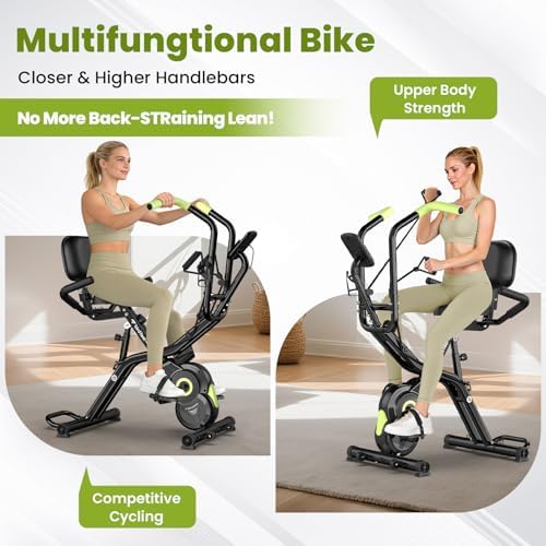 Foldable Exercise Bike, 8-Level Magnetic Stationary Bike for Home Gym