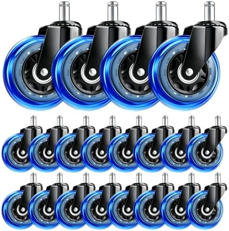 3 Inch Office Chair Wheels, Set of 20 (Blue)