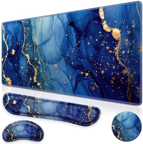 Canjoy Desk Mat with Wrist Rest, Desk Pad for Keyboard and Mouse 4-in-1 Mouse Pad + Keyboard Wrist Rest Support+ Coaster(35.4×15.7 in) Extended Desk Pad Memory Foam Non-Slip Desk Mat for Home Office