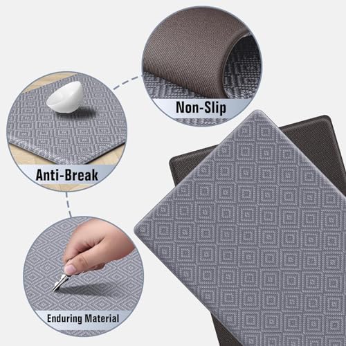 Kitchen Mat 2PCS Kitchen Rugs Cushioned Anti-Fatigue Rug Standing Desk Mat