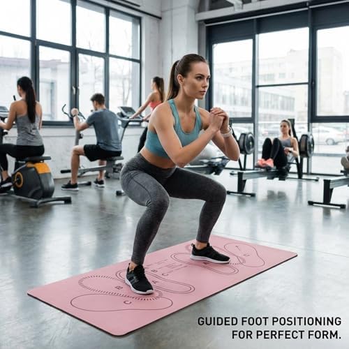 27.5 * 17.8inch Squat Mat with Foot Position, Guided Training Pad for Proper Form, Home Gym Equipment for Leg Workouts, Compact Exercise Mat for Squats and Core Training