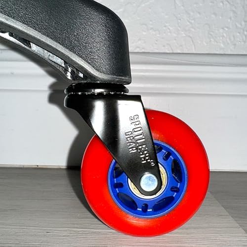 Roller blade Office Chair Wheels for Gaming Chair, 3 inch Replacement Rubber Casters for Hardwood Floors & Carpet, Ultra Smooth & Quiet Heavy Duty Desk Chair Wheels, Set of 5 (Red Blaze)