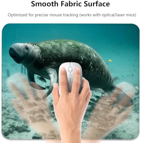 Underwater Florida Manatee with Fish Ocean Mouse Pad, Cute Durable Desk Mat