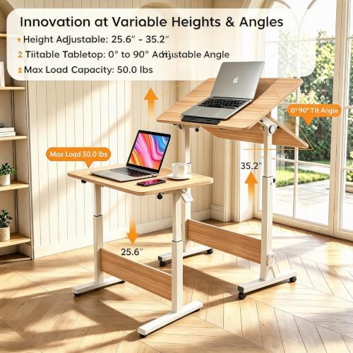 Garvee 32" Small Rolling Laptop Standing Desk