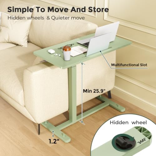 Gibbon Mounts 32” Rolling Mobile Standing Desk, Bedside Table with Wheels