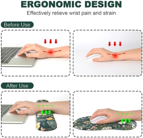 Ergonomic Mouse Pad with Wrist Rest and Keyboard Wrist Rest, Gel Mousepad