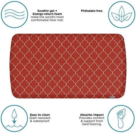 GelPro Elite Premier Anti-Fatigue Kitchen Comfort Floor Mat, 20x36", Trellis Red Chile Stain Resistant Surface with therapeutic gel and energy-return foam for health & wellness, Trellis Red Chile