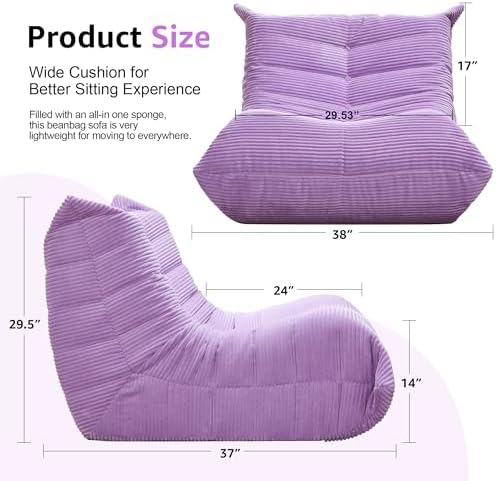 Hobestluk Big Bean Bag Chairs for Adults Fireside BeanBag Couch Togo Sofa