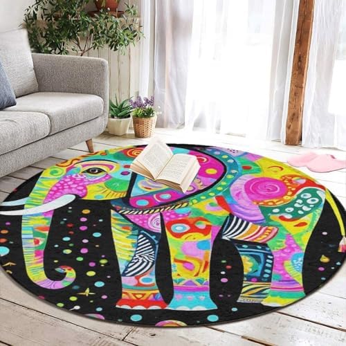 Circular Rugs Large Modern Round Area Rug Fashion Decor Mat for Home Office Butterfly Unique Elephant