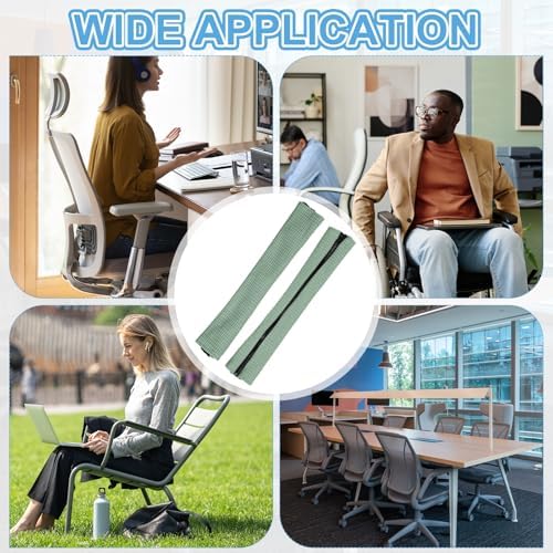 PATIKIL 18x4.3 in Office Chair Armrest Covers, 2 Pair Office Chair Arm Covers Long Computer Chairs Arm Rest Cover with Zipper Removable Rest Slipcover Hand Rest Protector, Pine Green