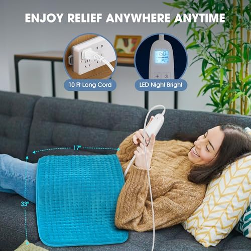 FluffyWarmth Electric Heating Pad, Extra Large 17"x33", Ultra Soft