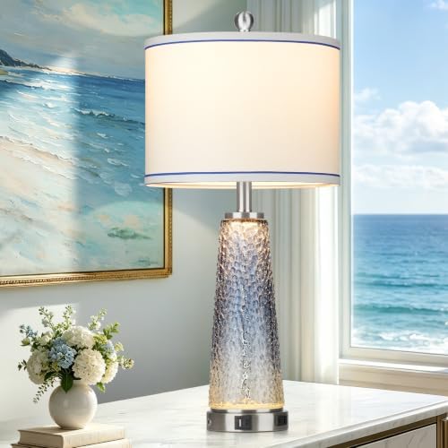 Lolikit 26" Coastal Table Lamp for Living Room, Nightstand Lamp for Bedroom
