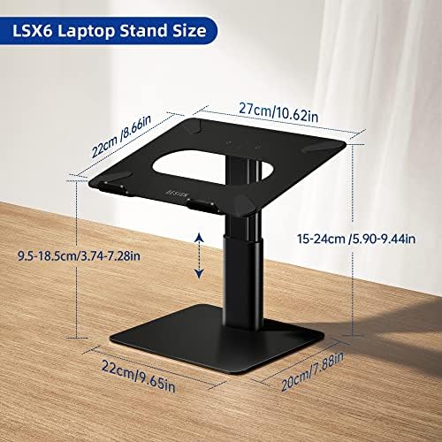 BESIGN LSX6N Laptop Stand, Ergonomic Adjustable Notebook Riser, Computer Holder, Laptop Mount Compatible with 10-15.6" Laptops, Black