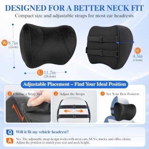 2-Pack Car Neck Pillow for Driving: Memory Foam Car Headrest Pillow