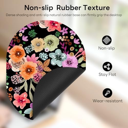 Oval Mouse Pad 6x8in Non-Slip for Laptop,Watercolor Flowers