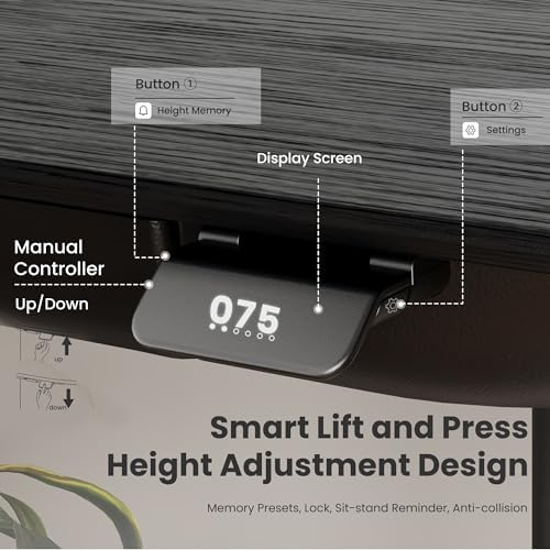 COLAMY Electric Standing Desk 55x28 Inch, Wobble-Free Dual Motor Sit Stand Up Home Office Computer Desk, Motorized Workstation Gamer Studio Table with Drawers, Outlets & Footrest,Black Oak